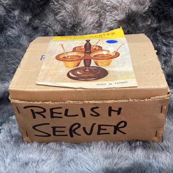 Vintage Relish Server with Brown and Gold Finish - Picture 4 of 16
